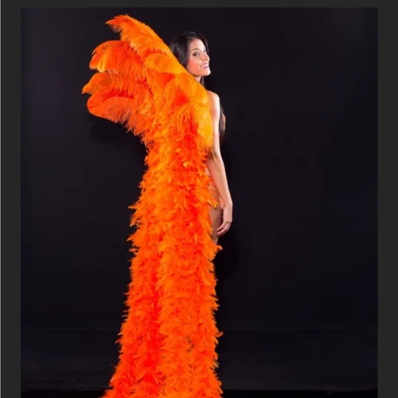 Miami Feathers Accessories - Ostrich Feather Fantasy Back Piece by Miami Feathers Burlesque Dance Turquoise